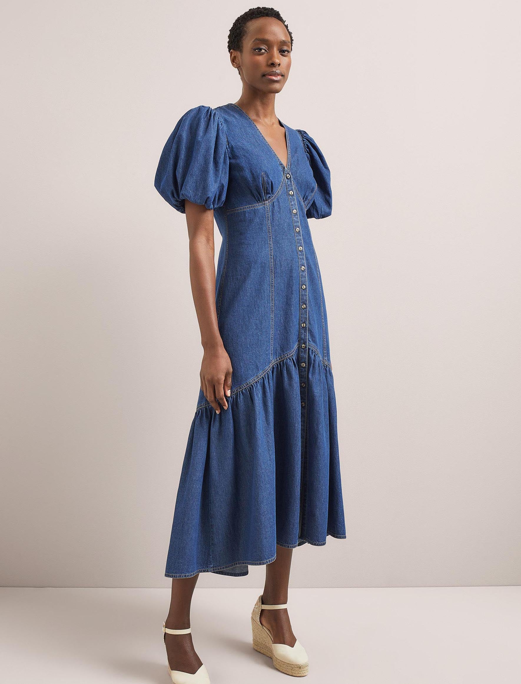 Cefinn Este Denim Maxi Dress - Light Blue