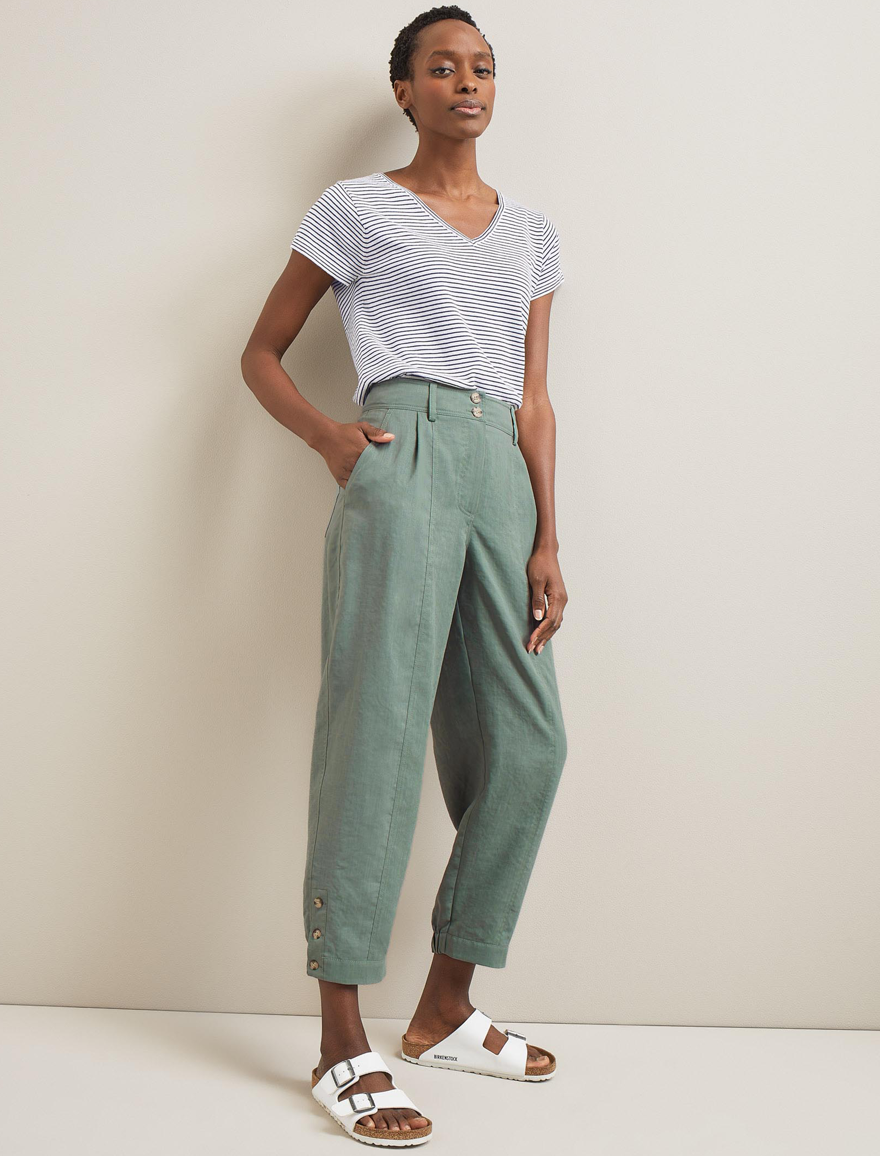 Cefinn Tyson Techni Linen Tapered Trouser - Sage Green