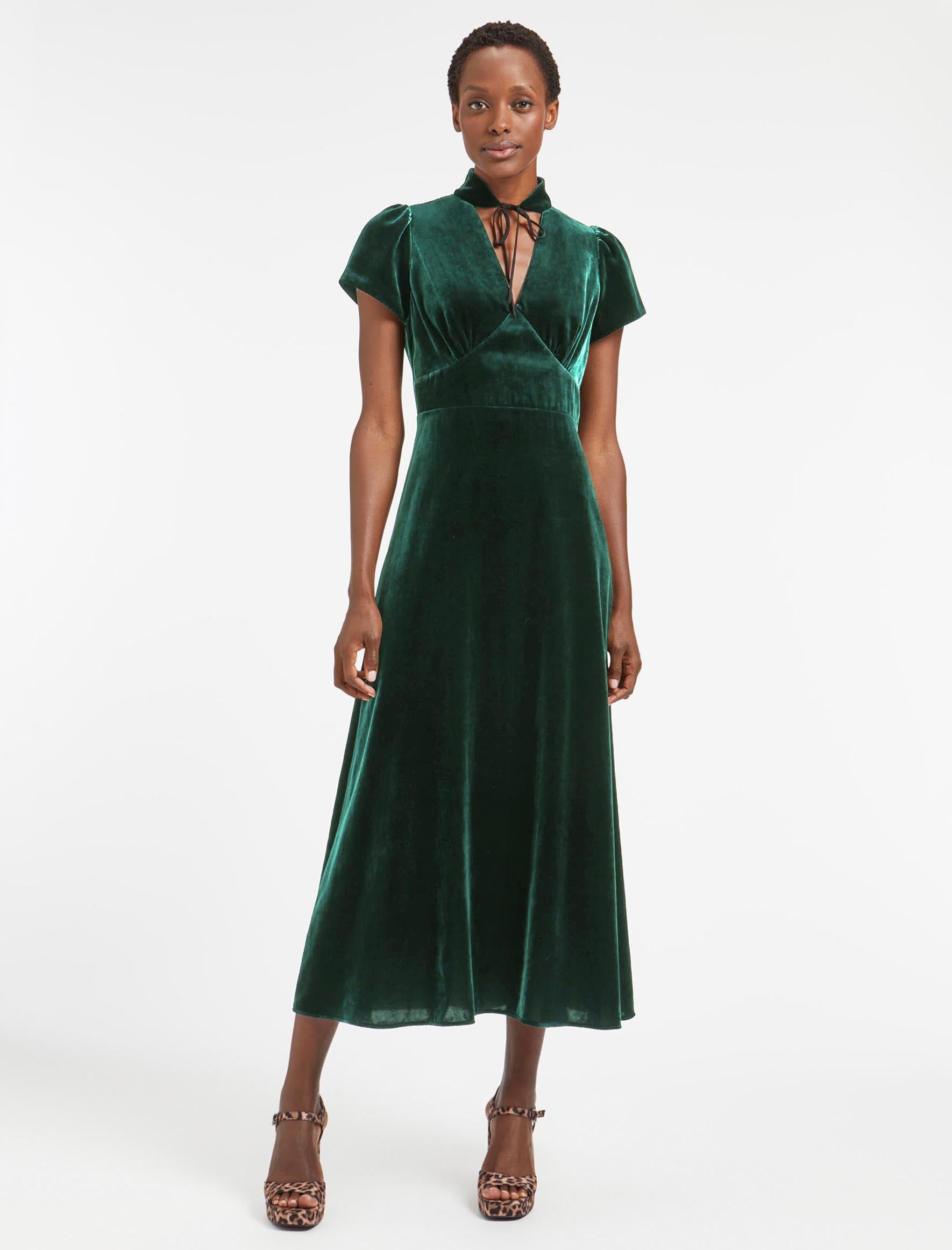 Cefinn Jacquetta Velvet Maxi Dress - Green