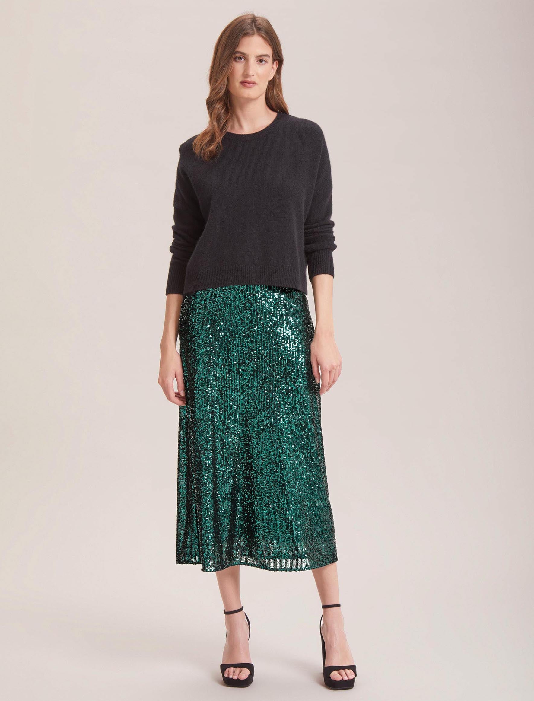 Cefinn Scarlett Sequin Maxi Skirt - Dark Green