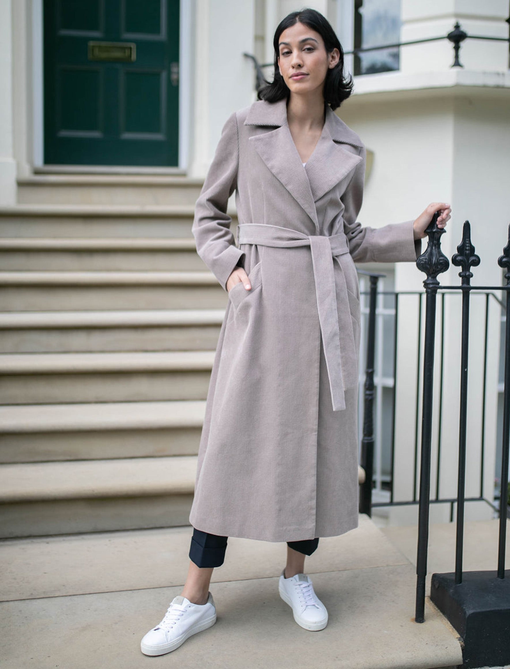 Roxanne Corduroy Trench Coat - Taupe