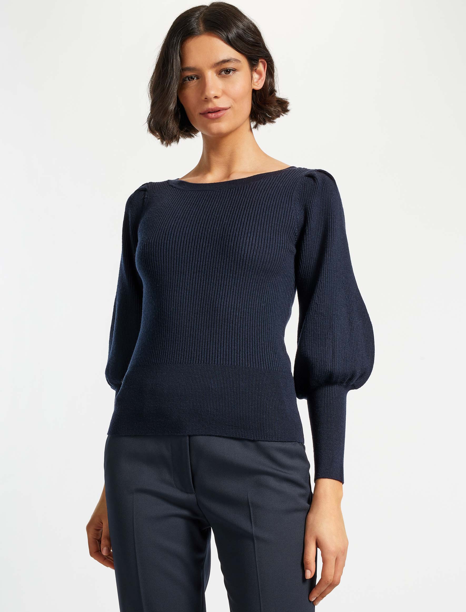 Cefinn Eva Wool Boat Neck Jumper - Navy