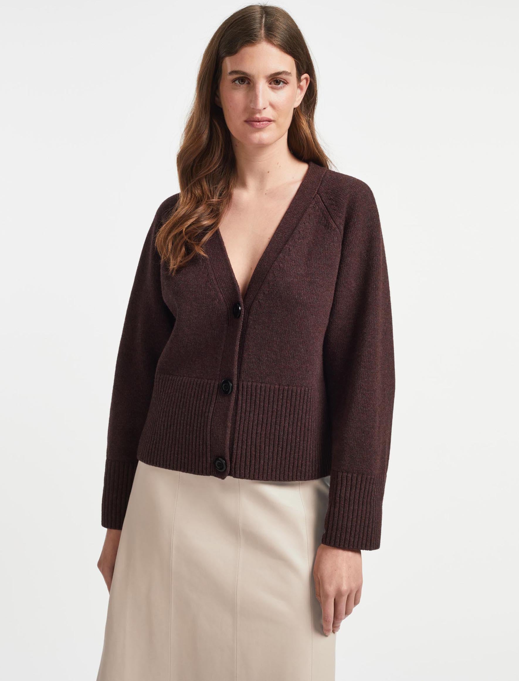 Cefinn Courtney Wool Boxy Cardigan - Russet Brown