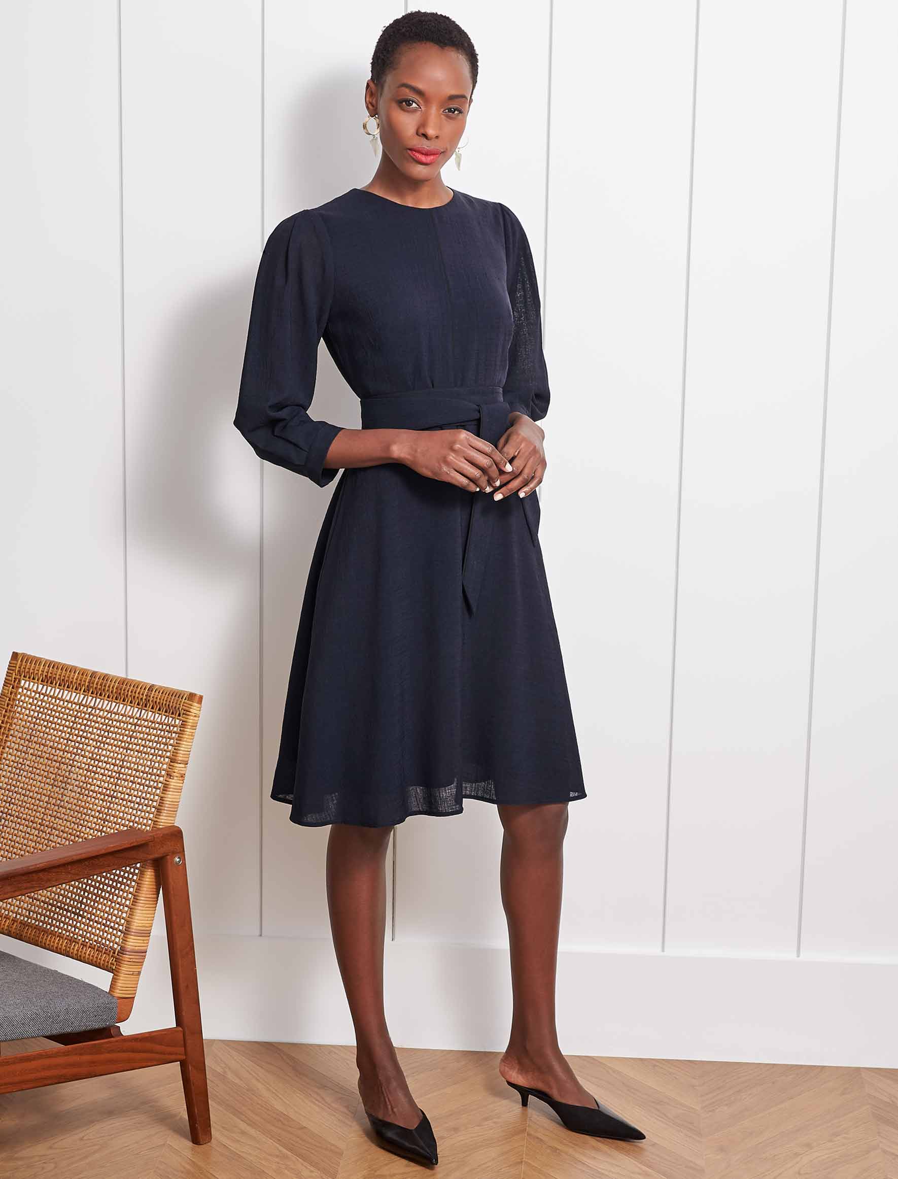 Cefinn Isabel 3/4 Sleeve Knee Length Dress - Navy