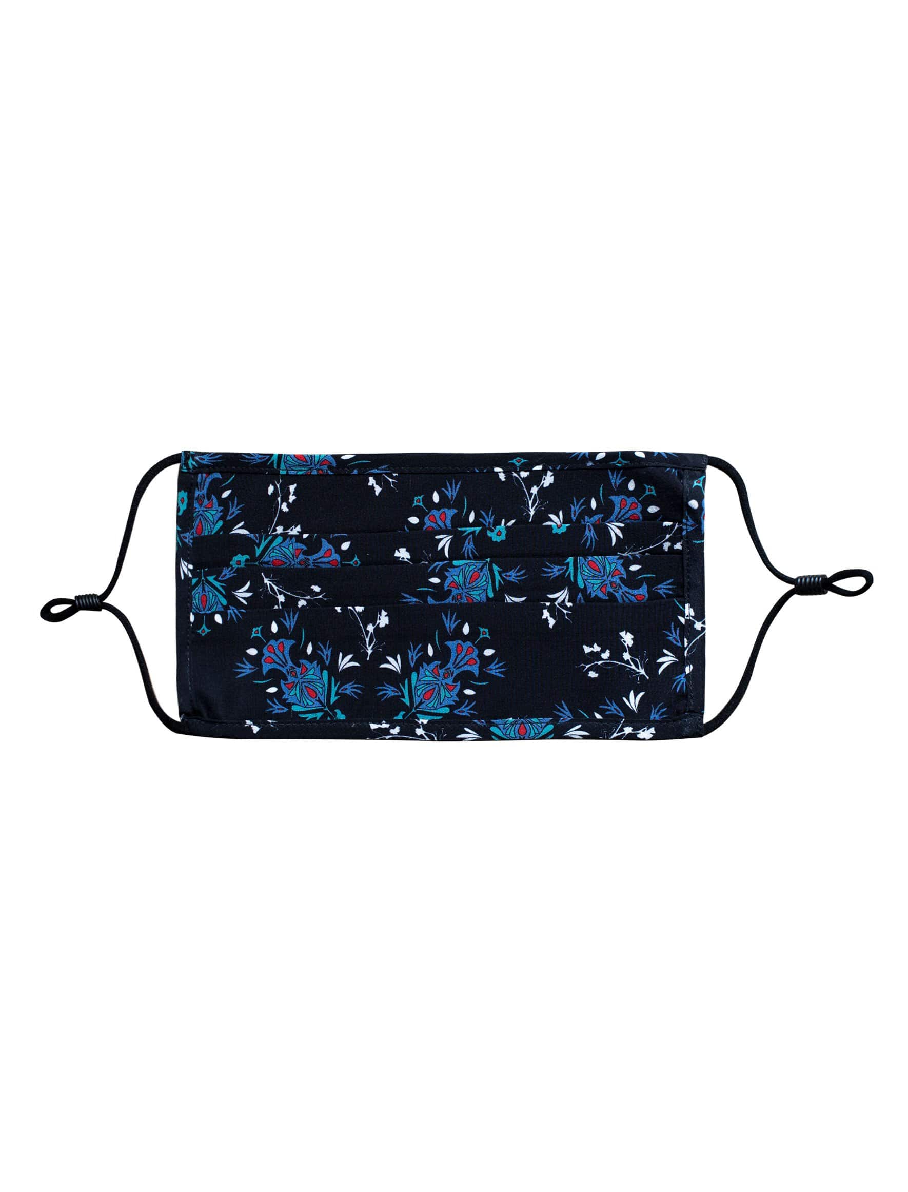 Cefinn Silk Face Mask - Navy Cornflower Floral