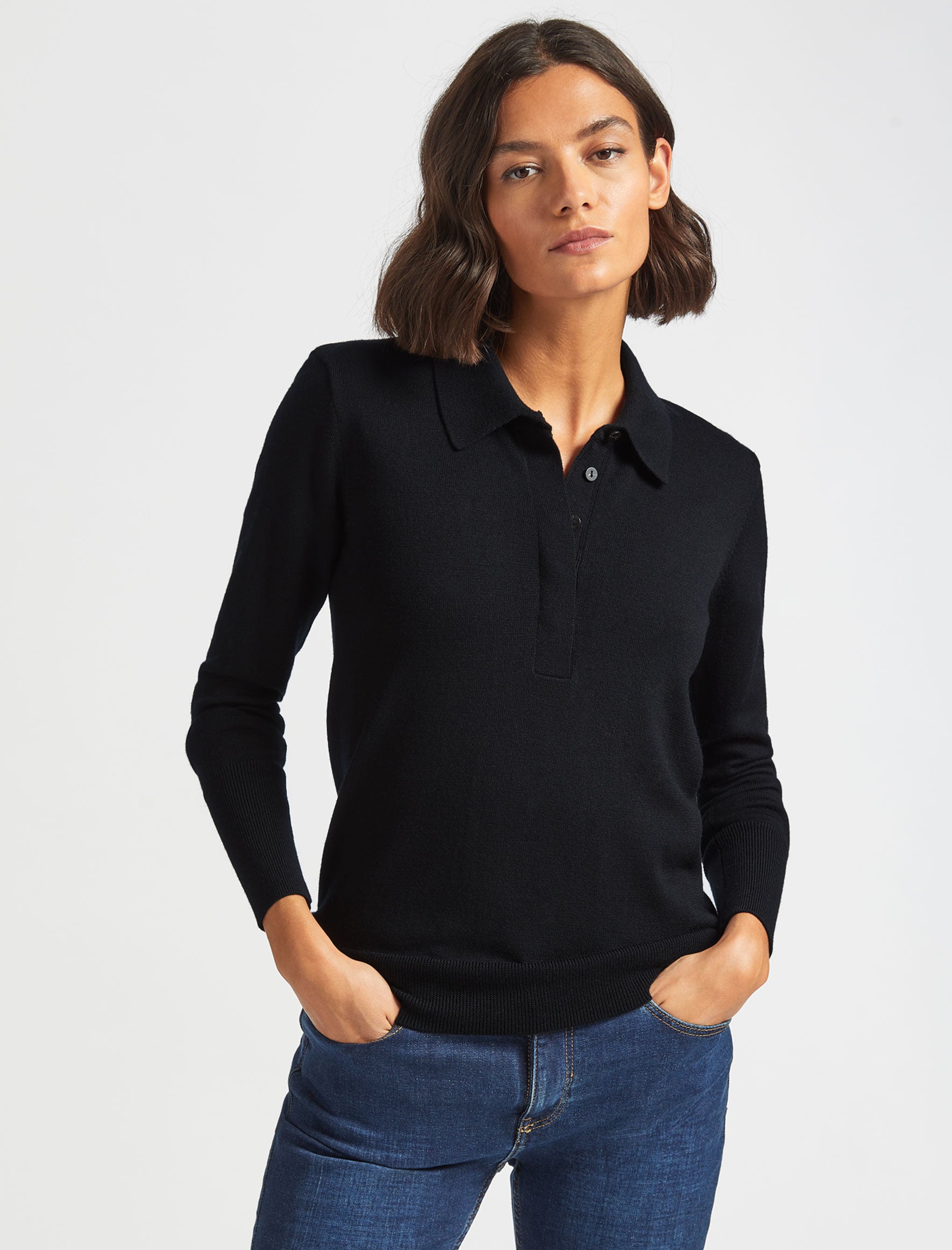 Cefinn Josie Wool Collared Jumper - Black