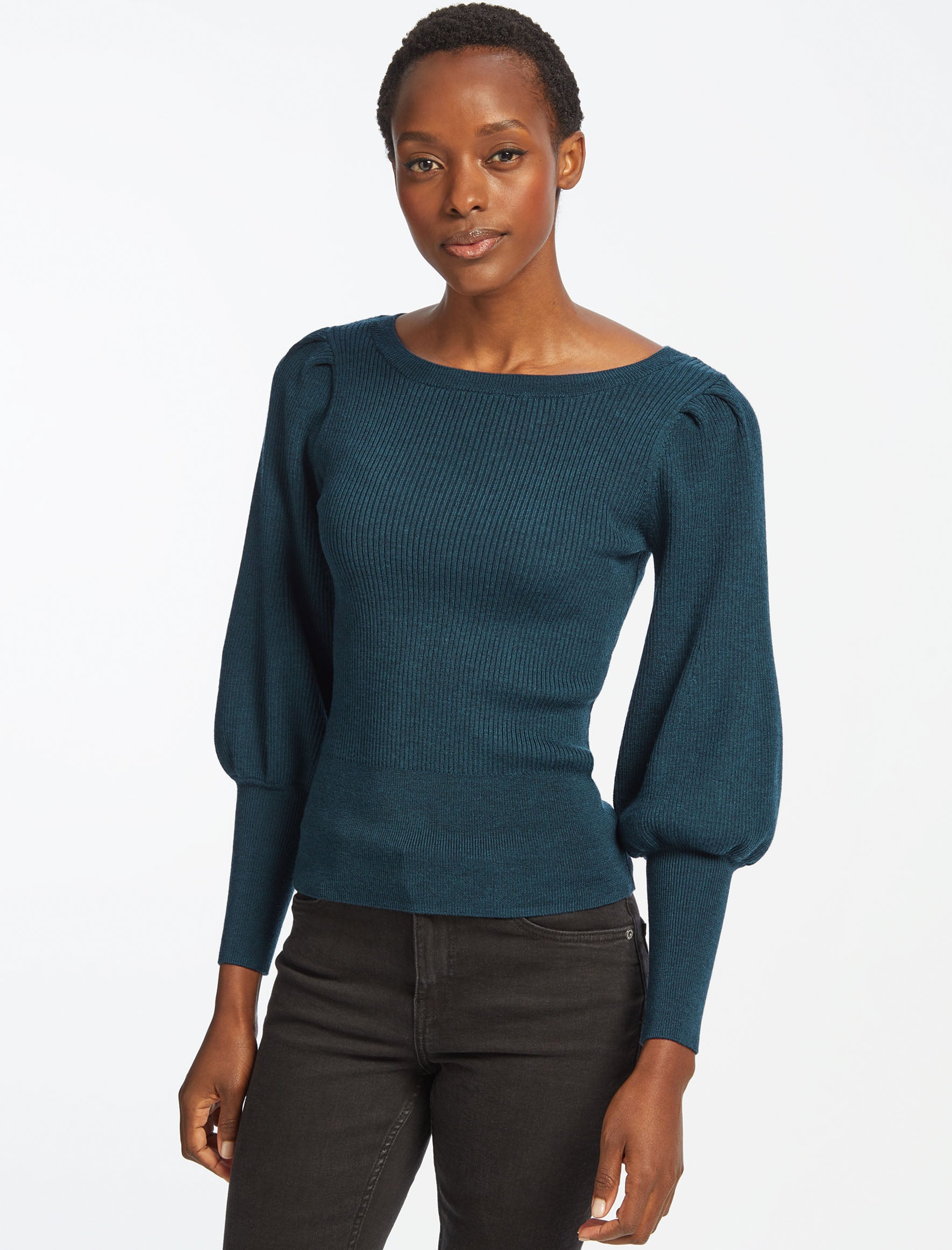 Cefinn Eva Wool Boat Neck Jumper - Petrol