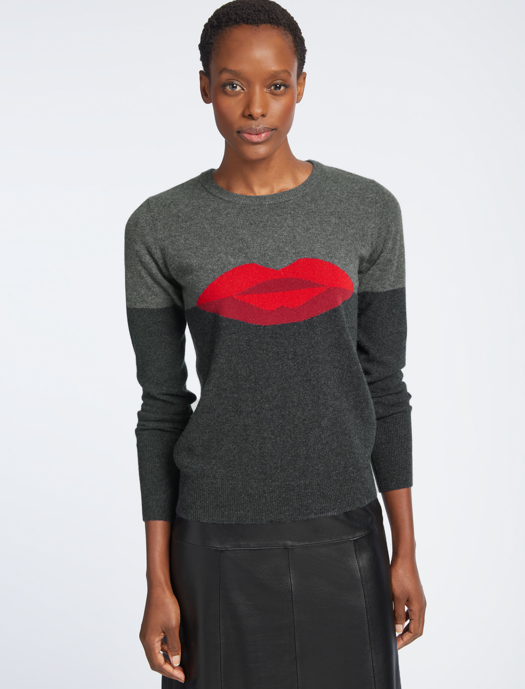 Cefinn Love Lips Cashmere Jumper - Charcoal