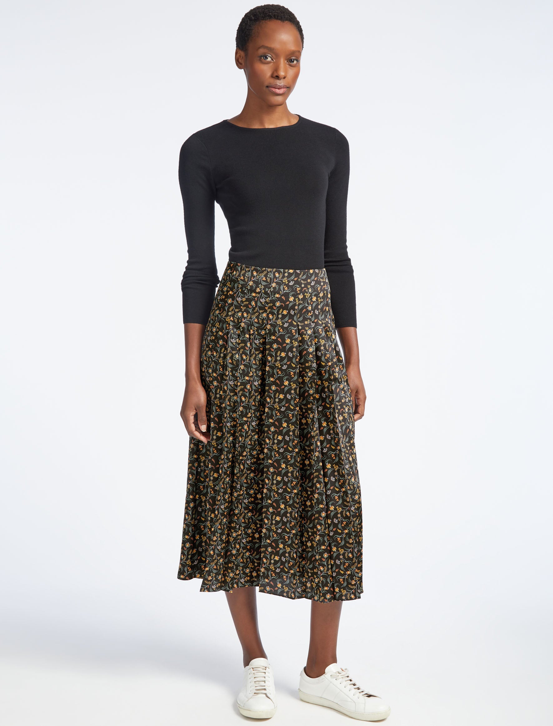 Cefinn Savannah Maxi Skirt - Trailing Floral Print Black Yellow