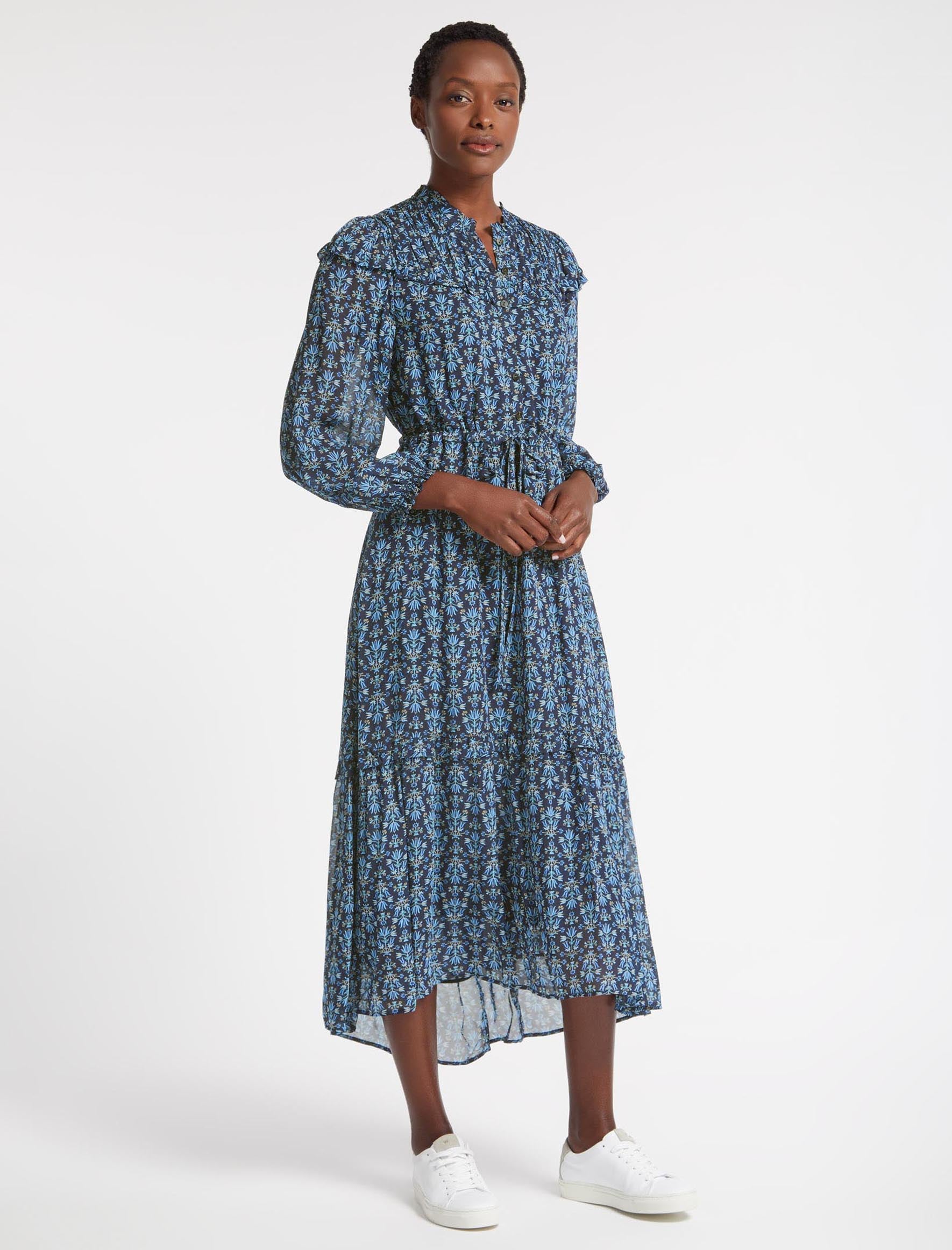 Cefinn Isla Maxi Dress - Blue Folk Floral Print