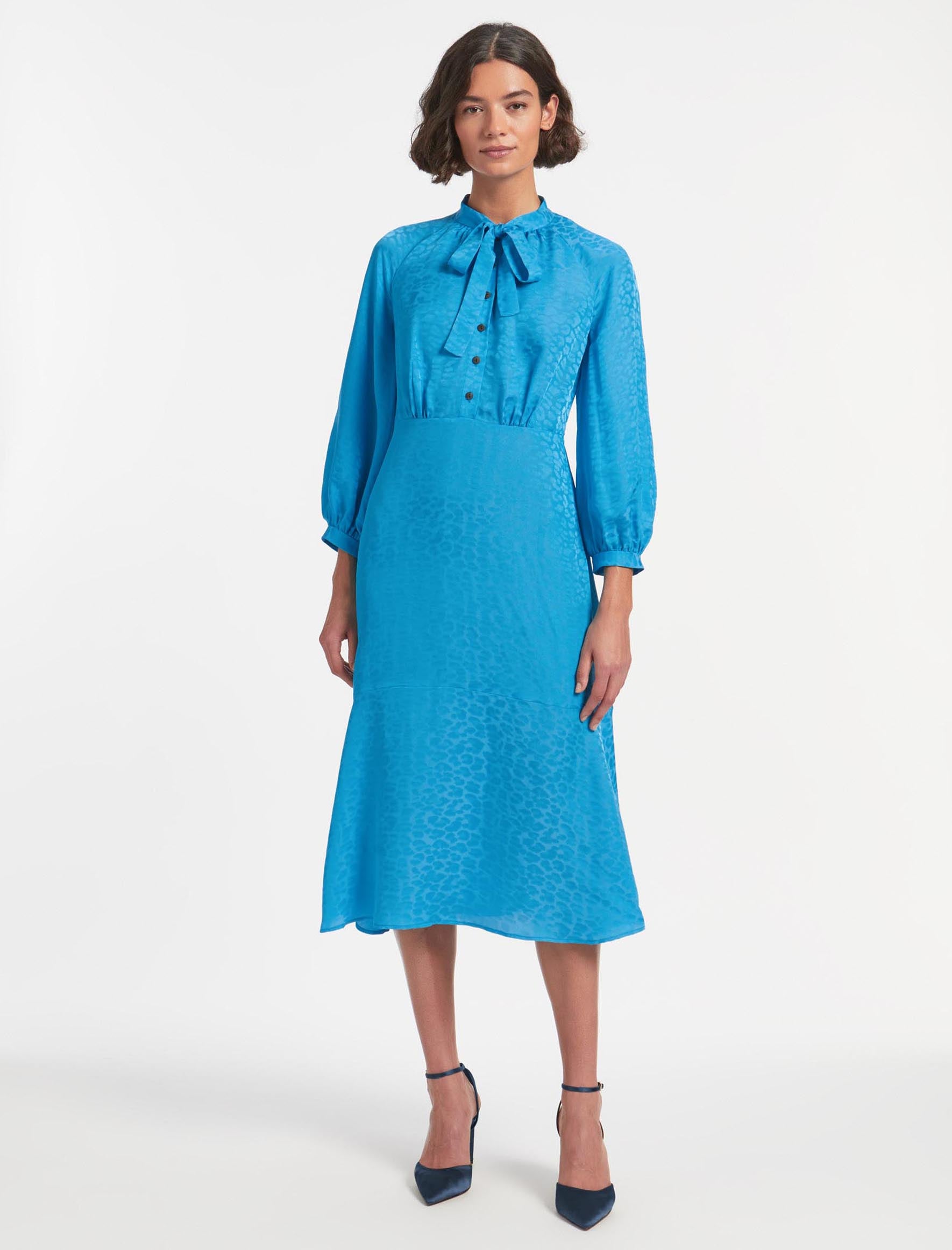 Cefinn Daria Silk Blend Midi Dress - Blue