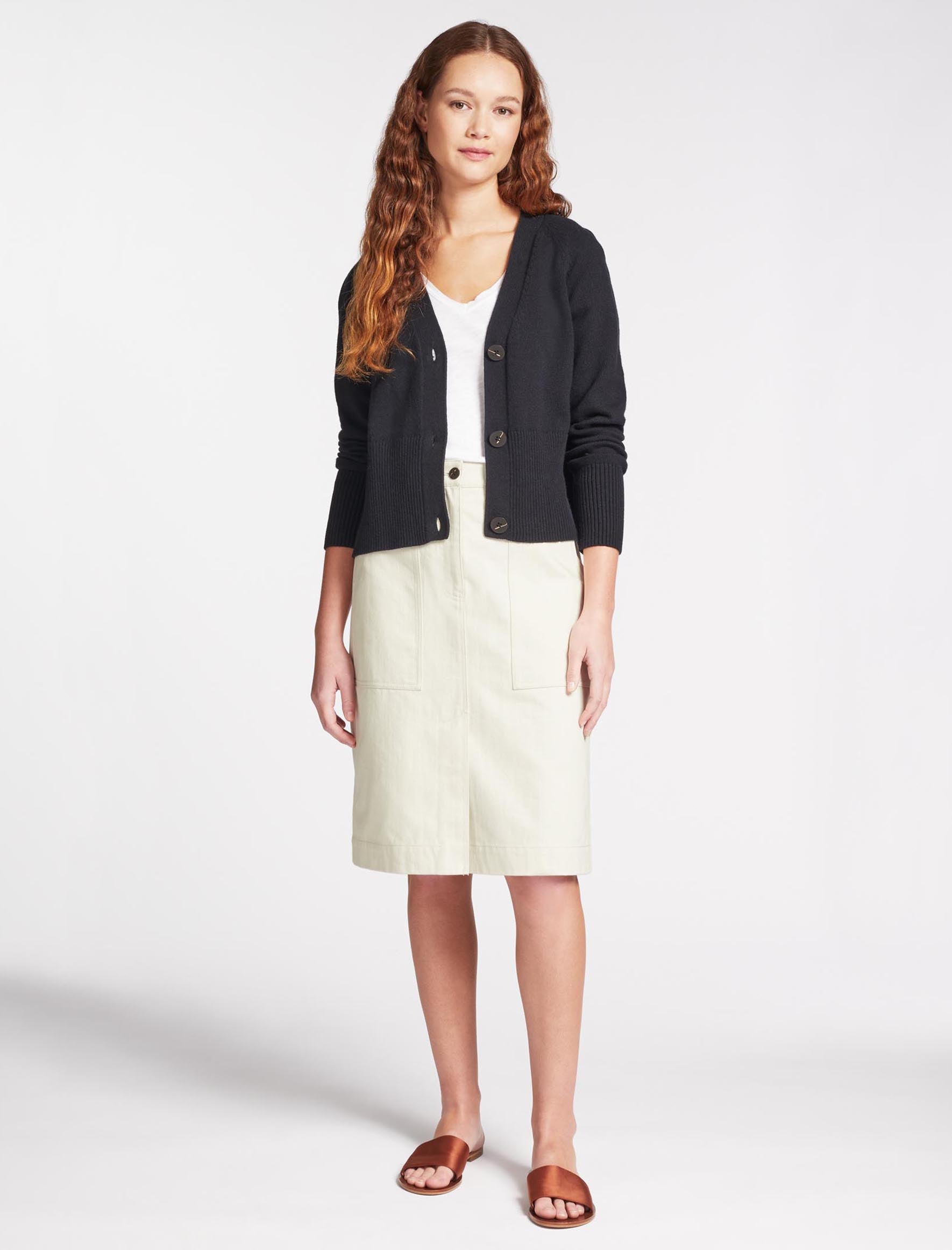 Cefinn Sidney Cotton Twill Pencil Skirt - Ecru