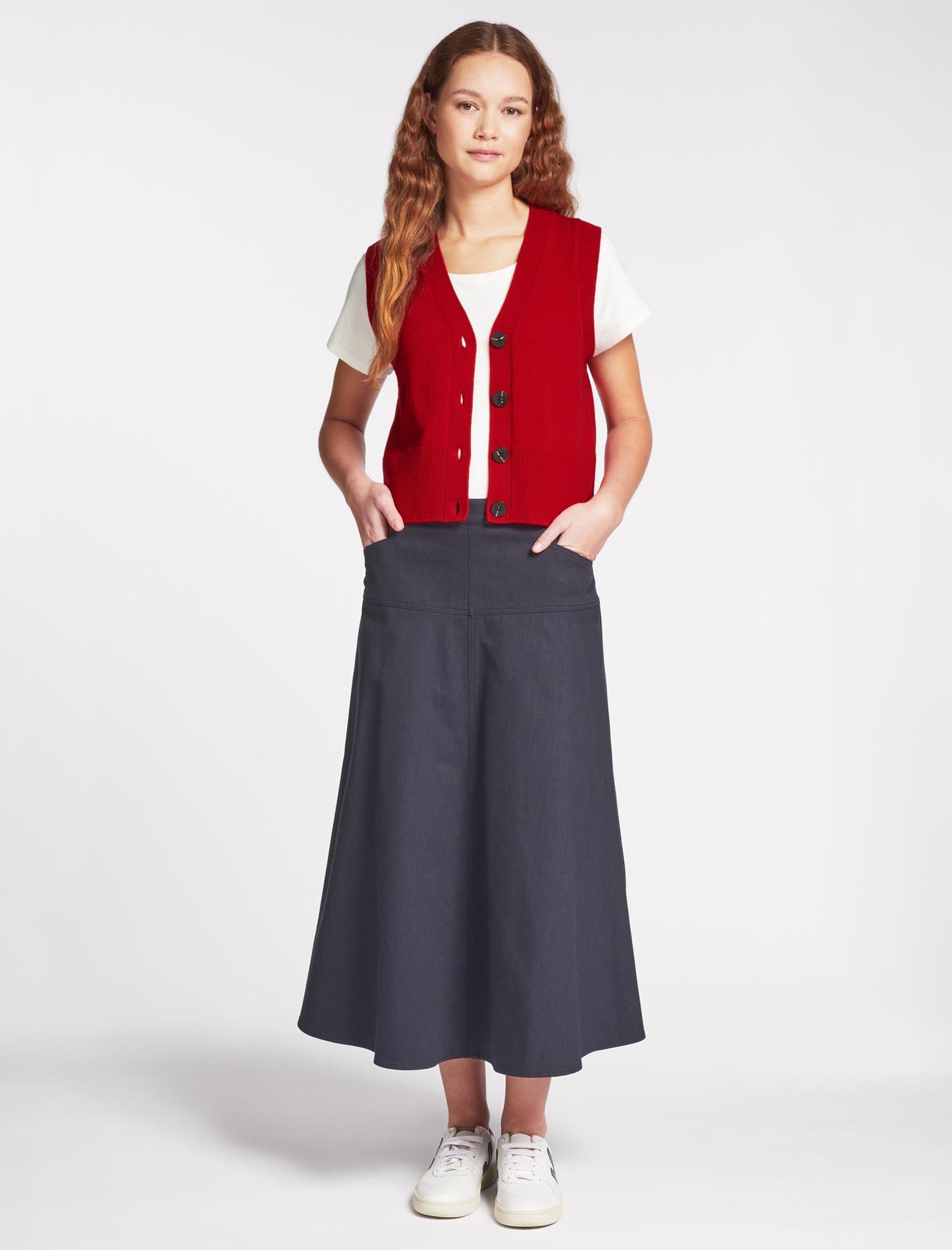 Cefinn Sierra Cotton Maxi Skirt - Navy