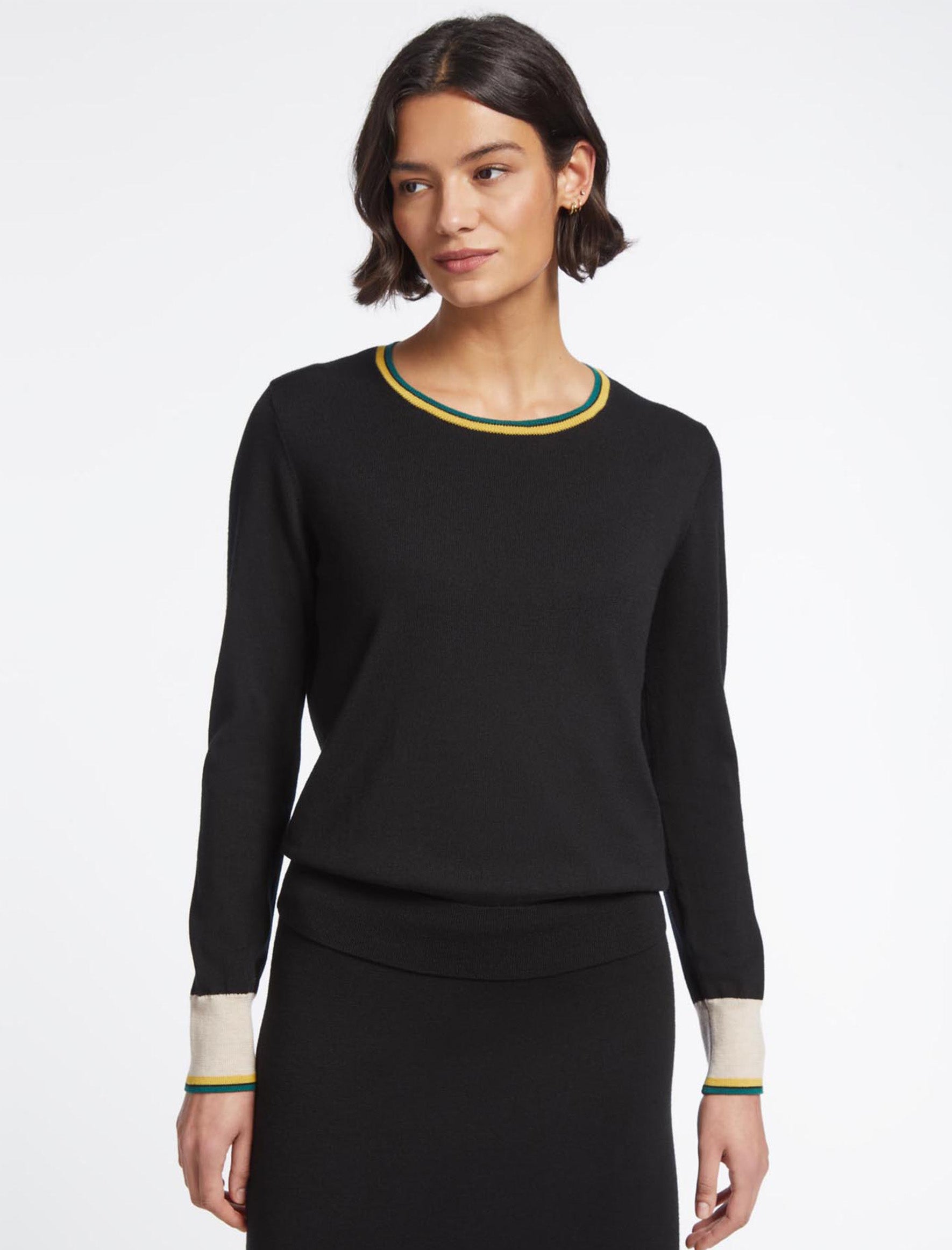 Cefinn Olivia Wool Jumper - Colour Block Black