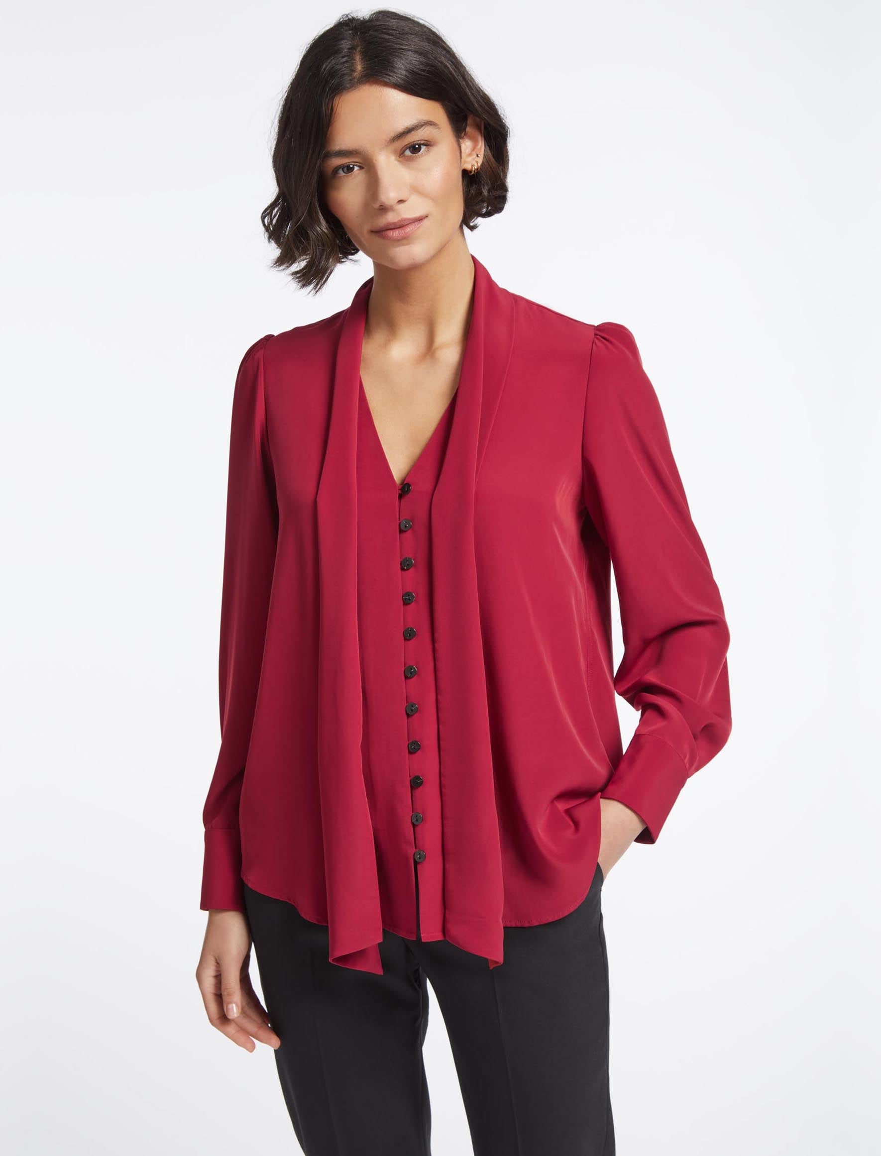Cefinn Carla Blouse with Scarf - Red