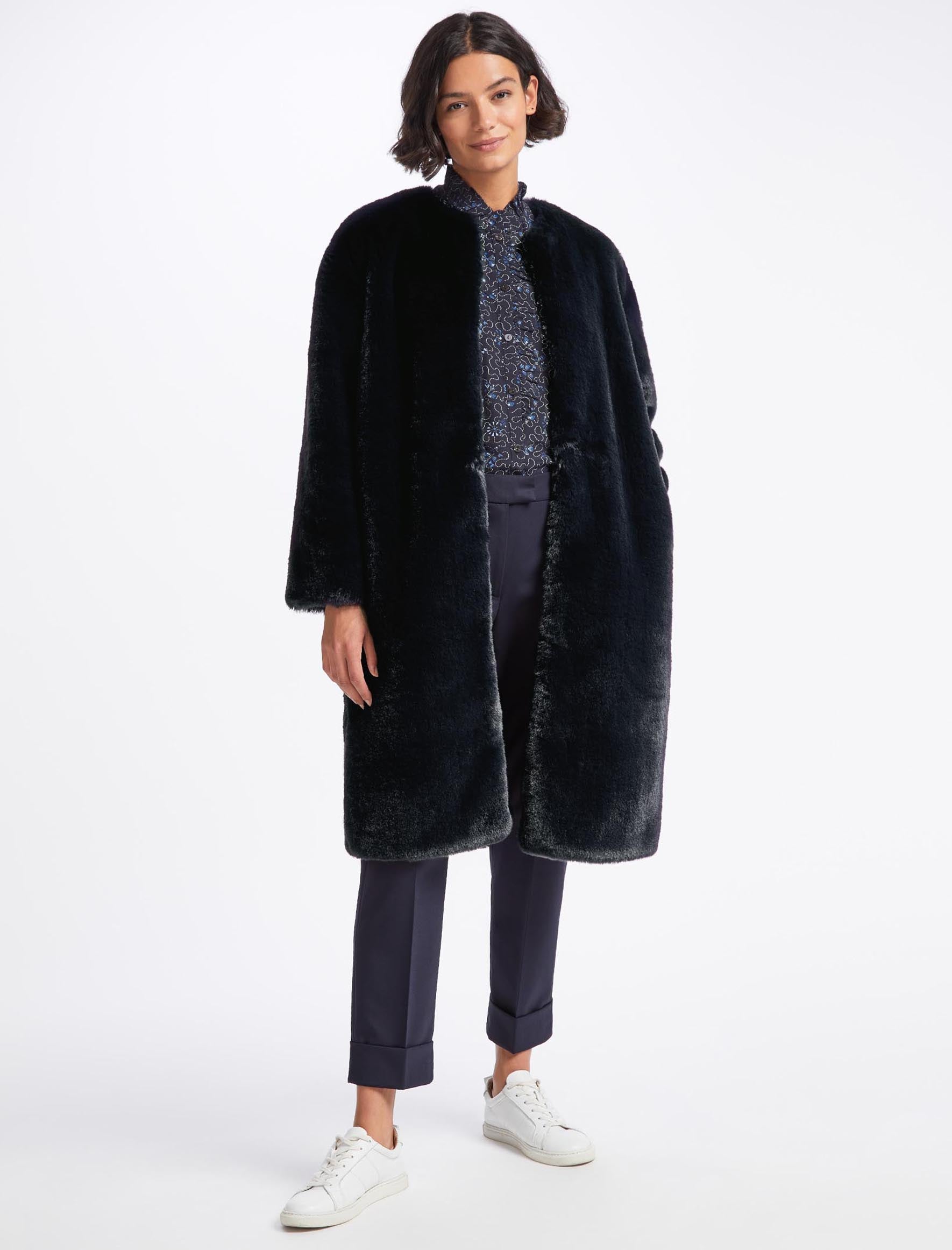 Cefinn Christie Faux Fur Coat - Navy