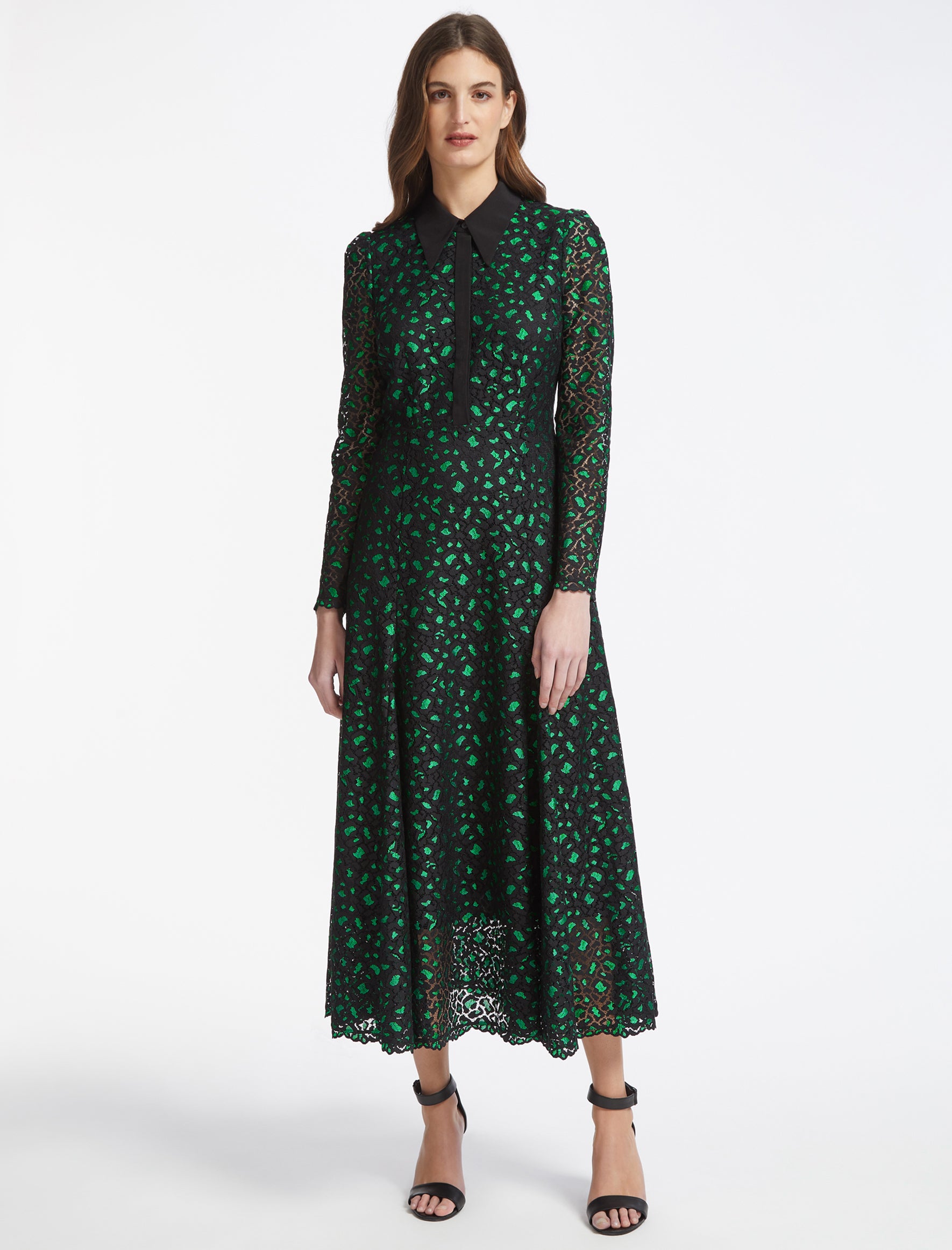 Cefinn Hira Lace Maxi Dress - Emerald Green Black