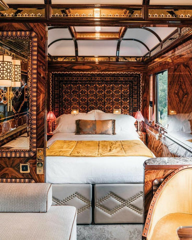 Brass interiors in The Orient Express