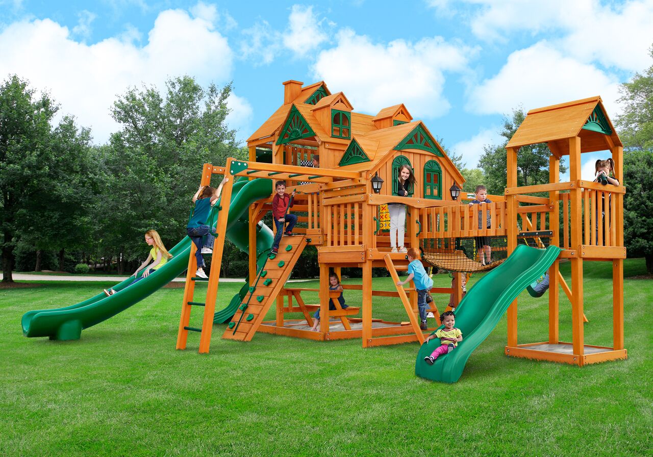 empire extreme swing set with wood roof