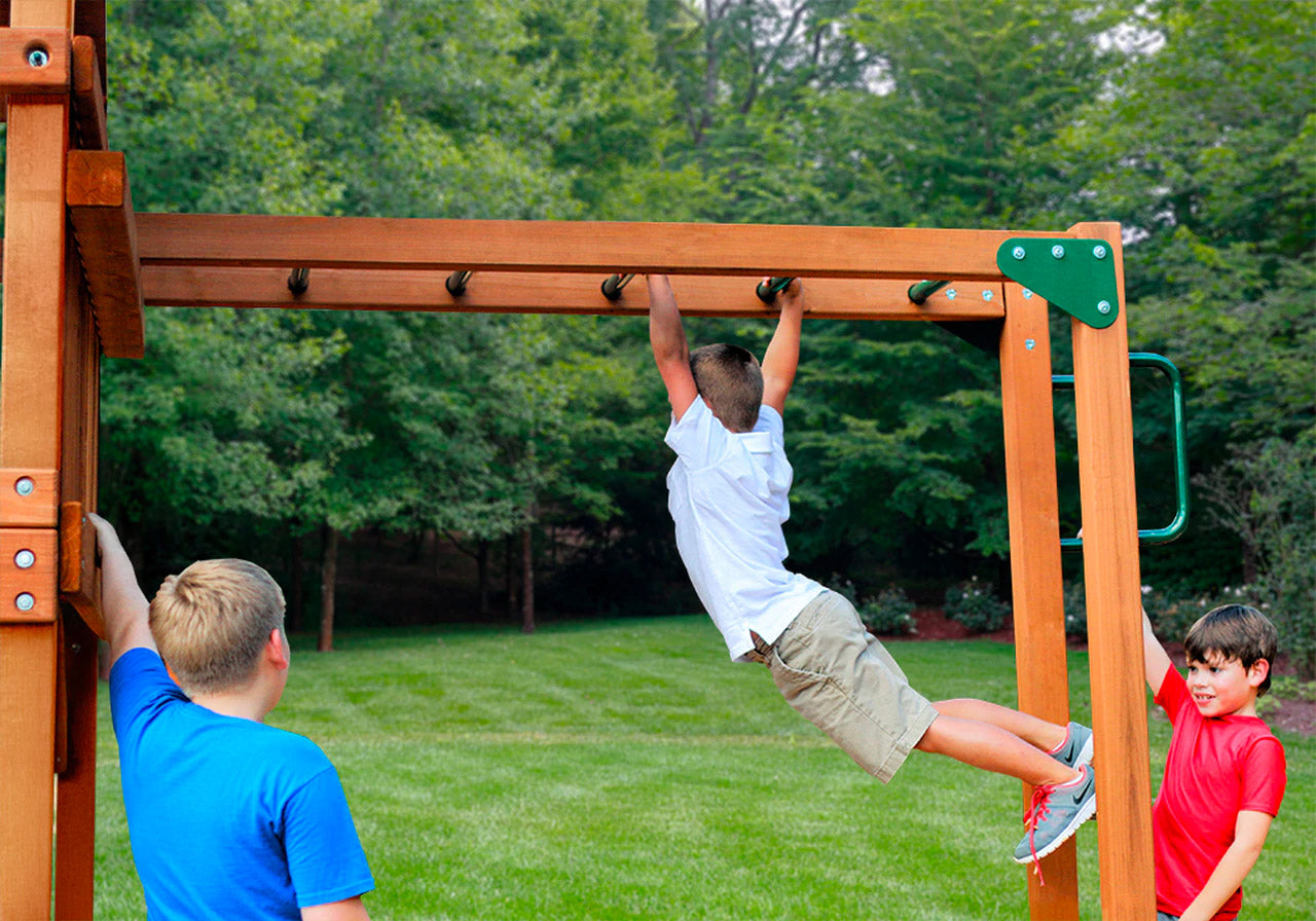 empire extreme swing set with wood roof