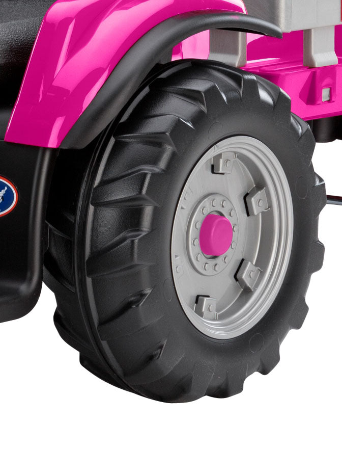peg perego case ih magnum tractor with trailer pink