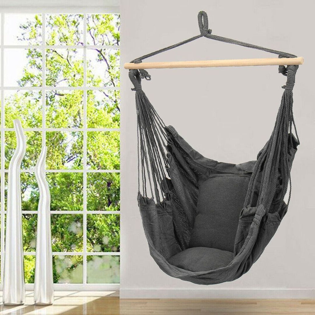 Deluxe Hanging Hammock Chair With Cushions