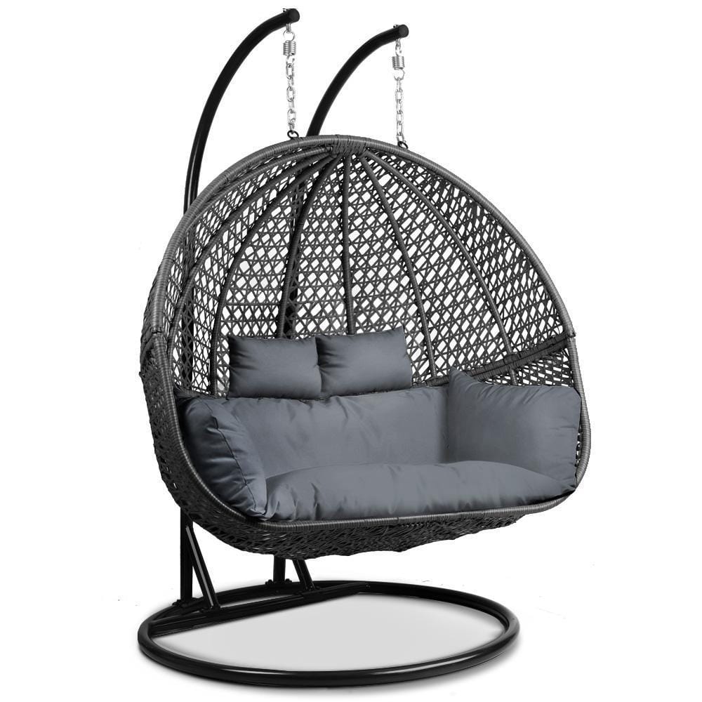 gardeon outdoor double hanging swing chair  black