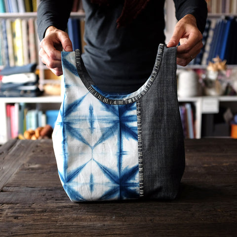 Tote bag I'm working on :) boro inspired : r/sashiko