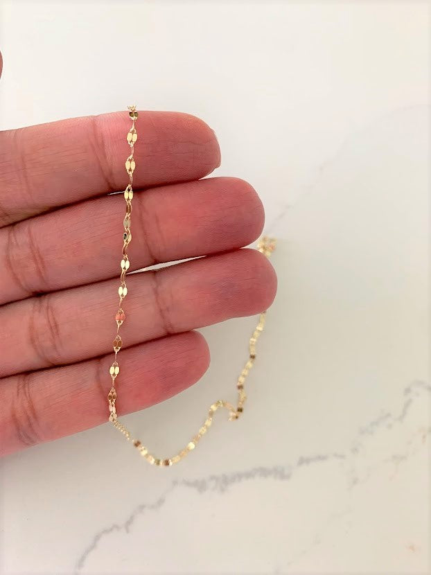 2mm 24k Shiny Gold Plated Cable Chain, Tiny Ball Bar Chain, Choker