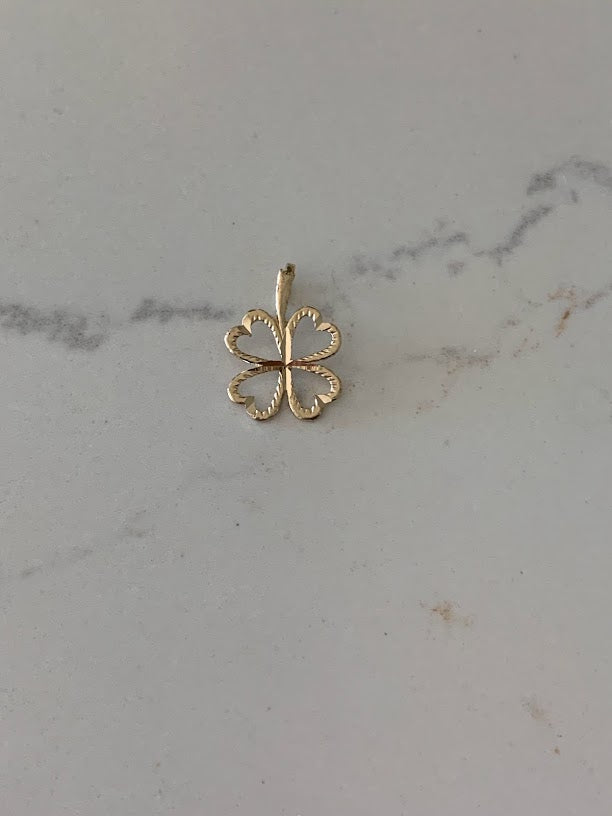 14K Solid Gold Heart, Turtle, Clover Leaf Charms | Solid Gold Dainty Pendant | Tiny Gold Charm | Minimalist Pendant Dark Blue / Heart