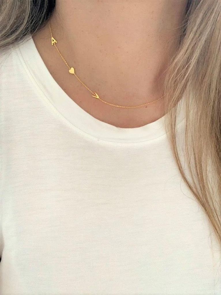 Hand Stamped Gold Vermeil Two Circle Initial Necklace | Eve's Addiction