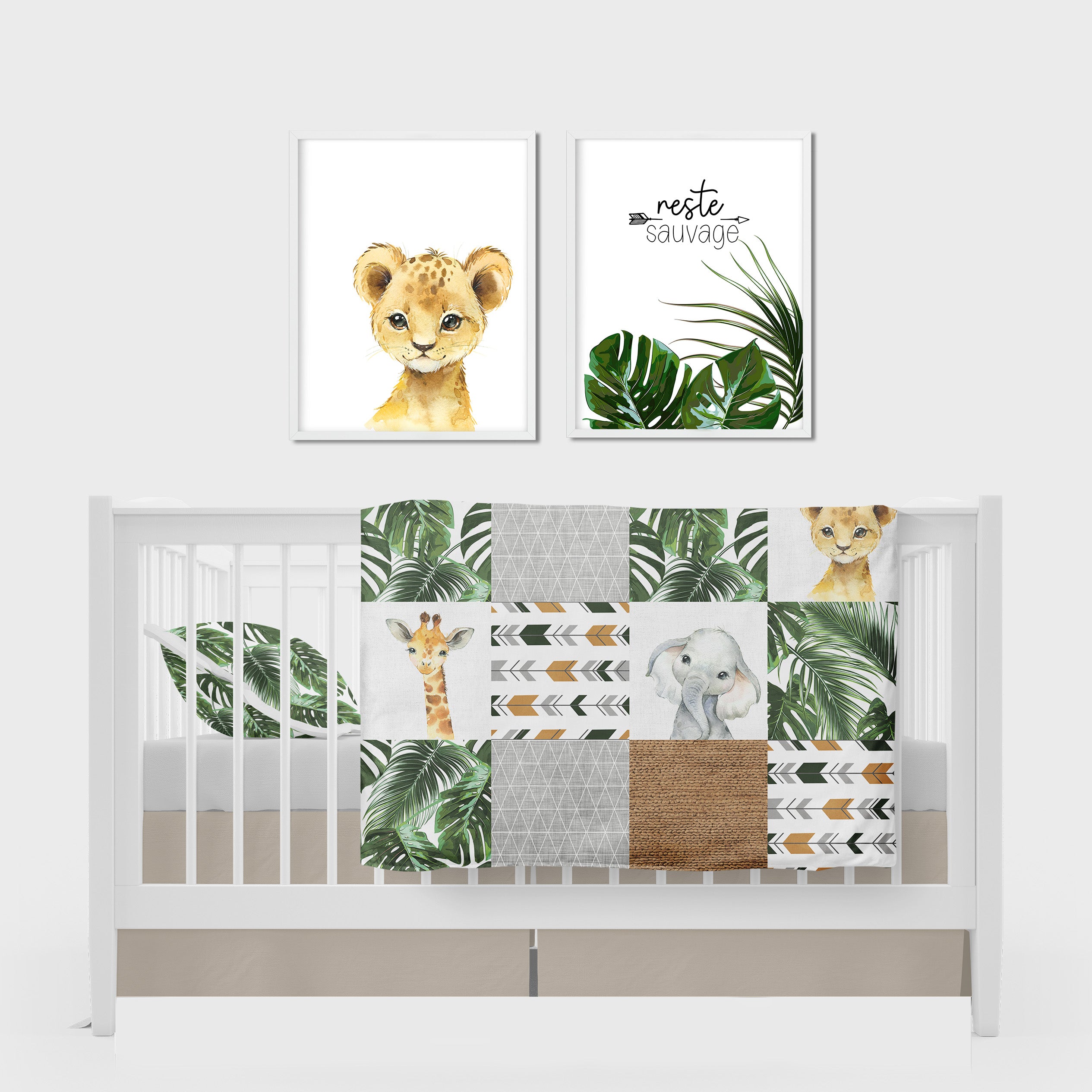 Ensemble De Literie Complet Pour Bassinette Safari Jungle Animaux Mini Nomade