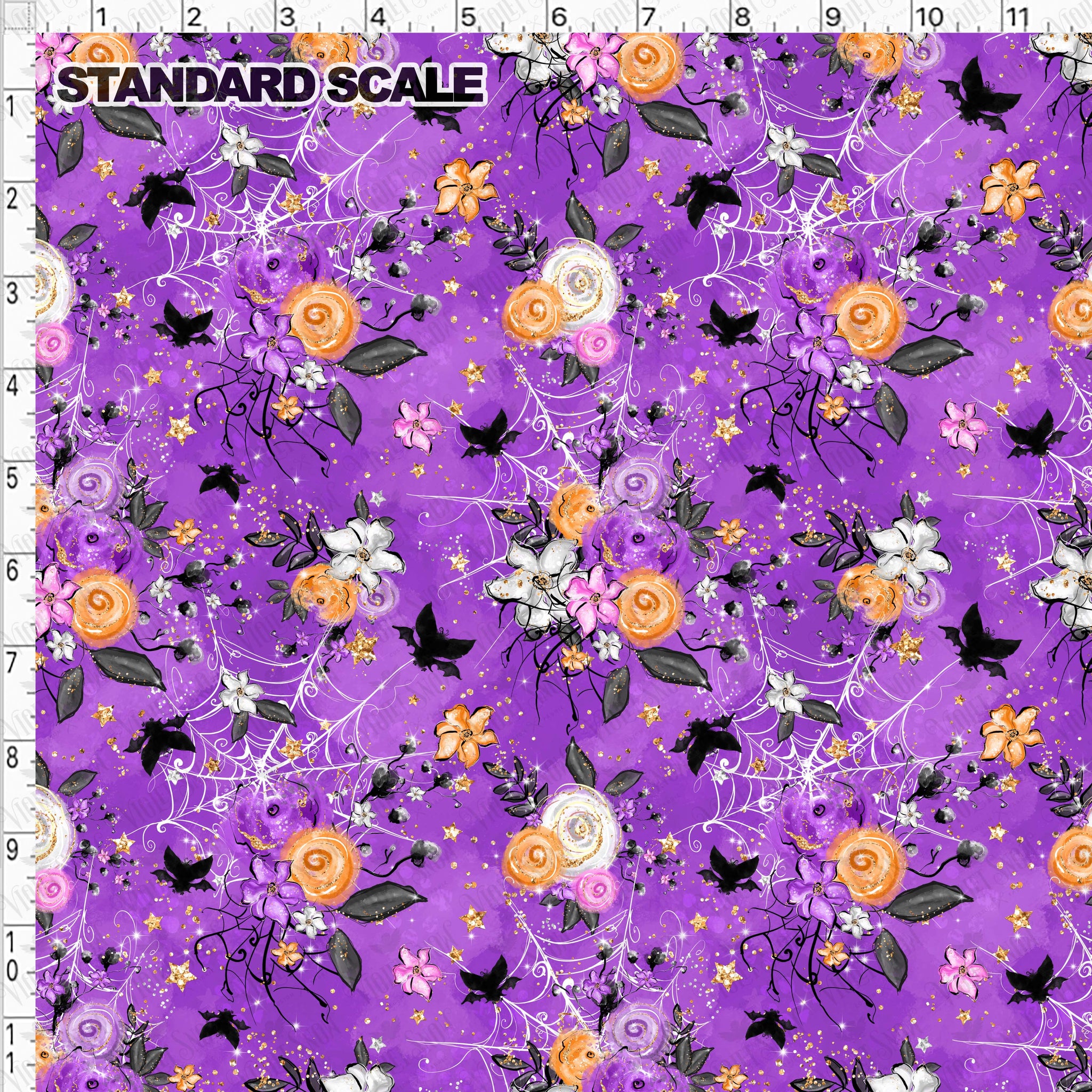 Pre Order - Spooky Land Coord Floral on Purple Watercolor PRE ORDER YARD Violet Snow Custom Fabric 