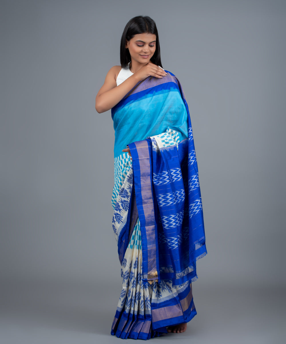 NK Textiles Women's Zig Zag Leheriya with Pochampally Ikat Pallu Woven Silk  Linen Saree with Tassels (8 COLORS) : Amazon.in: Fashion