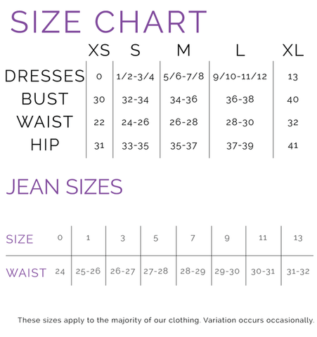 Size Chart – Crowned With Grace Boutique