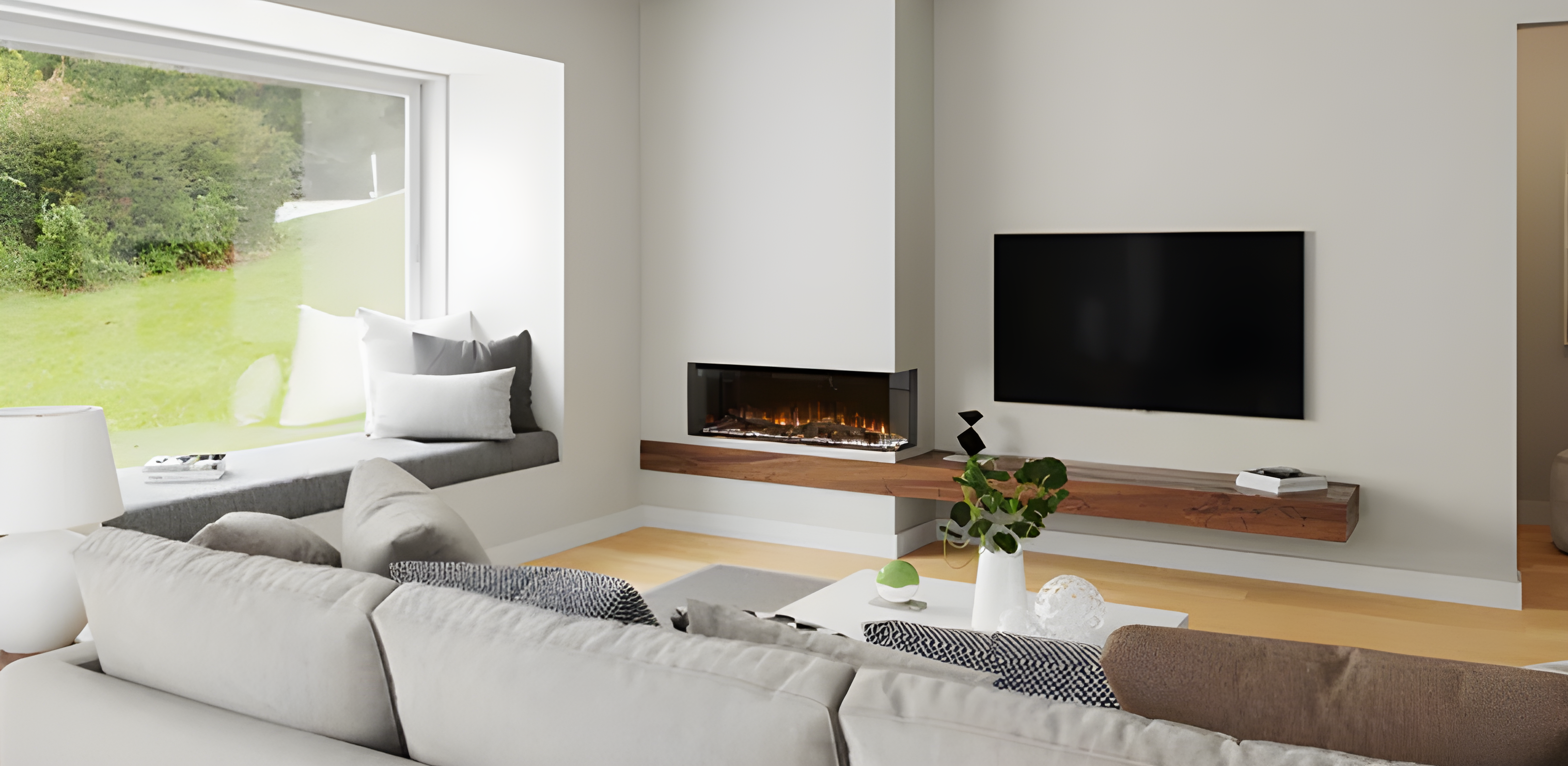 Ambe Multi49 Right-Corner 48" Built-in Multi Electric Fireplace