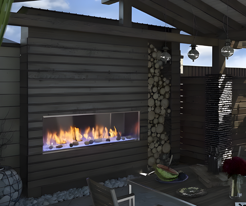 Majestic 60 Lanai Contemporary Outdoor Linear Vent-Free Gas Fireplace