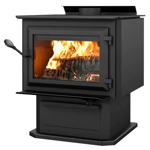 Non-catalytic extra-large wood stove on pedestal