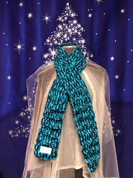 Handmade blue crochet scarf 