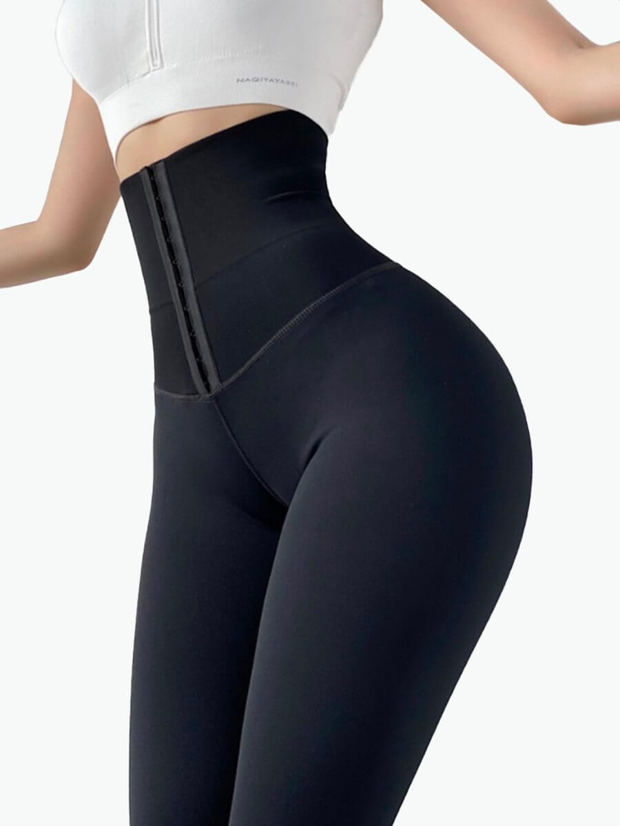 Homma Activewear Thick High Waist Tummy Compression Slimming Body Leggings  Pant (Medium, Black)