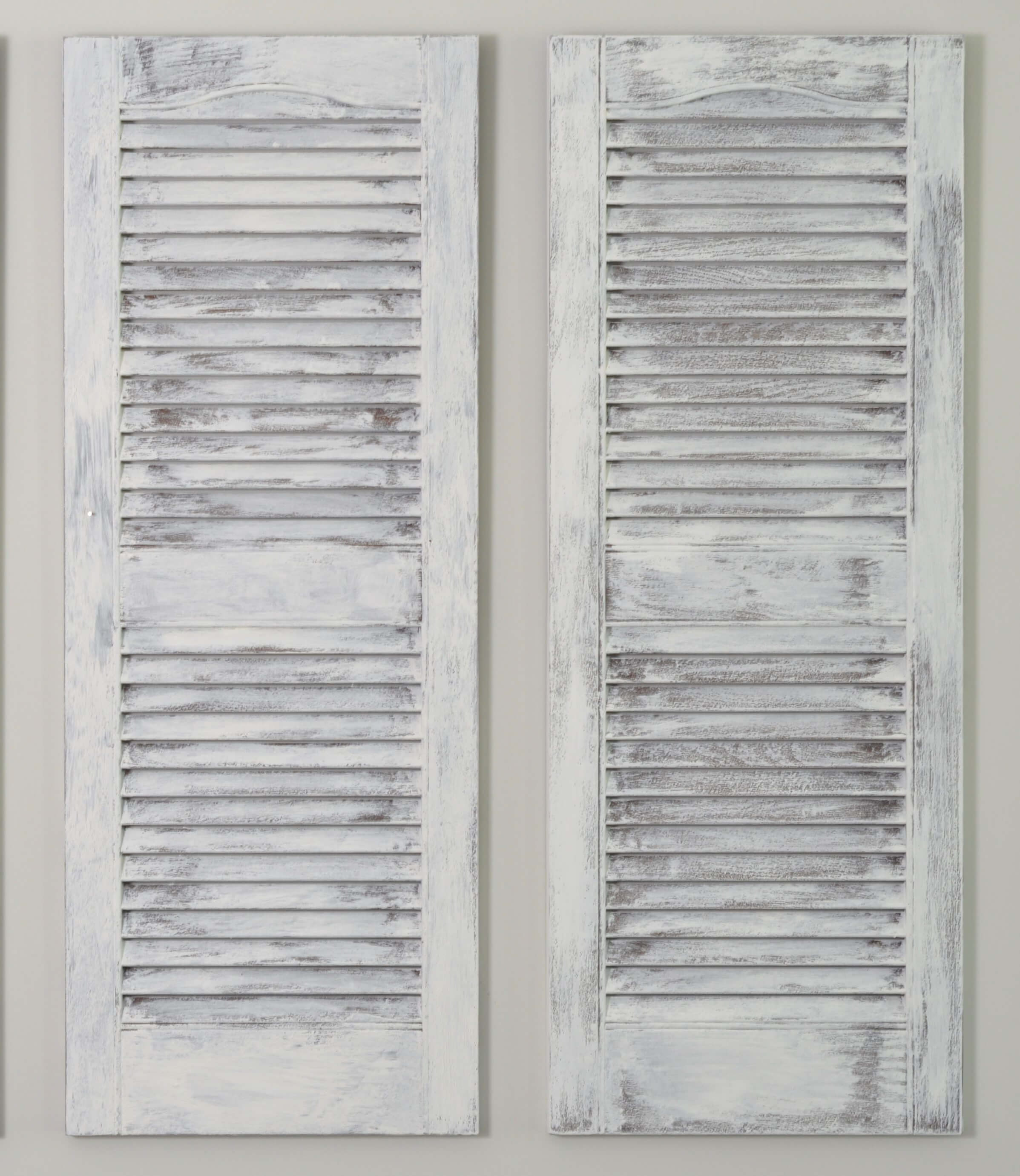 Pair Of Decorative Interior Shutters Distressed White