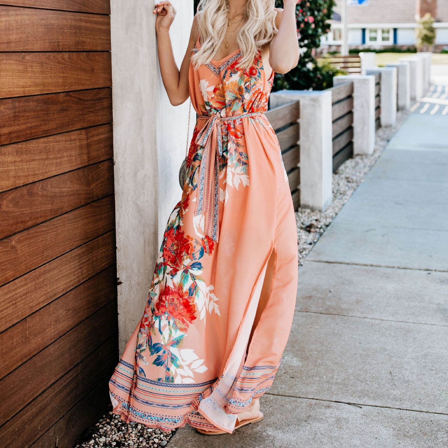 Sexy V-Neck Floral Print Sleeveless Maxi Dress – Voguetide