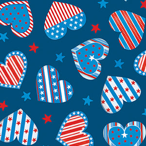NEW! Liberty Hearts Navy Blue Fabric by the Yard