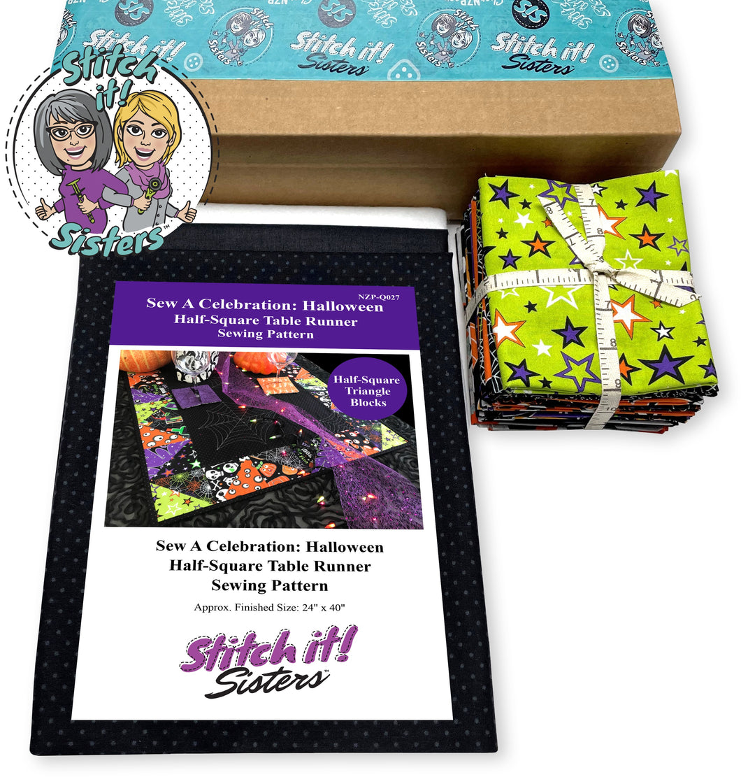 Exclusive Sew A Celebration Half-Square Triangles Halloween Table Runner Bundle Box