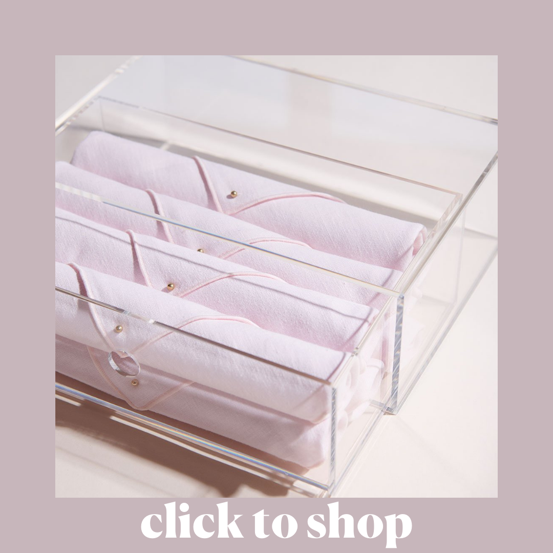 Cloth Napkins with Lucite Box