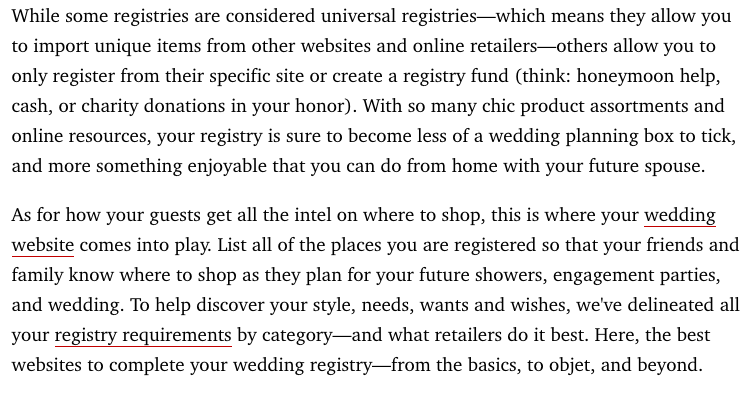 Harper's Bazaar Article: The Best Websites to Register for Your Wedding