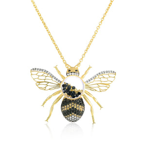 diamond bumble bee necklace