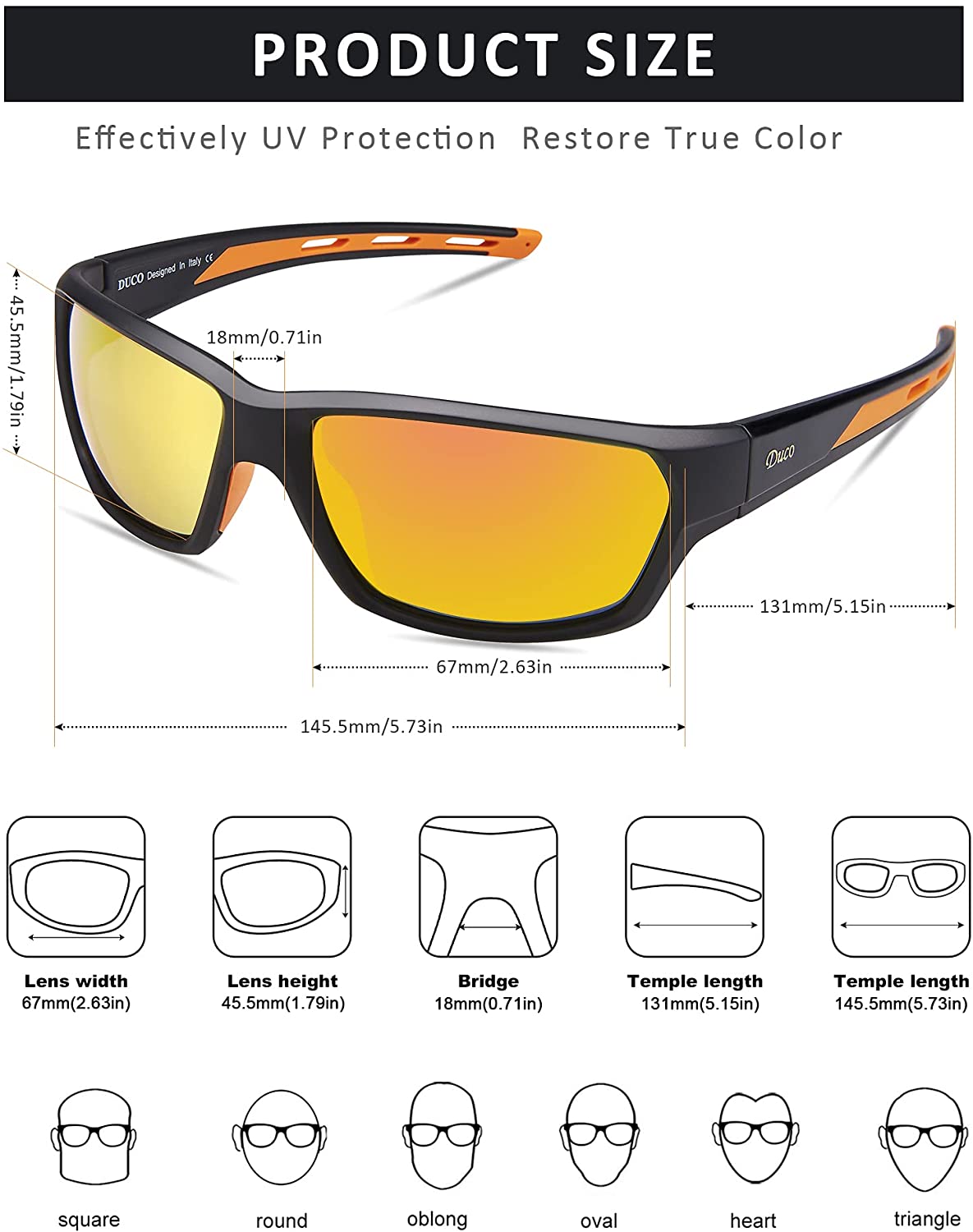 Sports Polarized Sunglasses Men Women Lightweight UV Protection Glasses