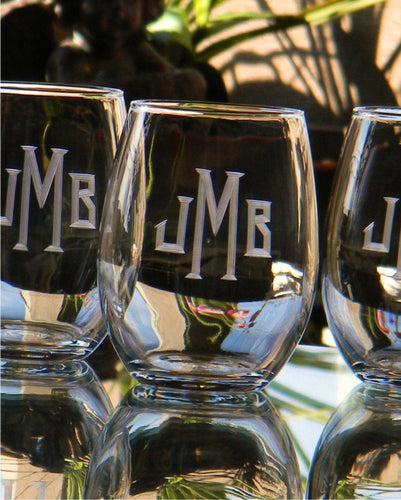 Classic Monogram Stemless Champagne Flutes & Wine Glasses