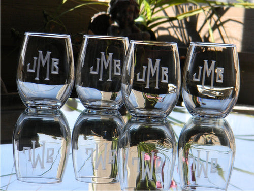 Monogram Wine Glasses - Set of 4 – Classic Prep Monograms